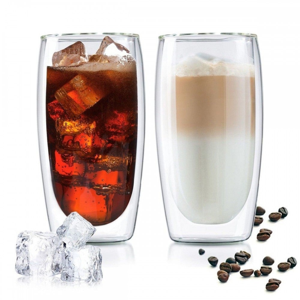 Set 2 pahare Latte Macchiato Vivo, sticla borosilicata, pereti dubli, 350 ml