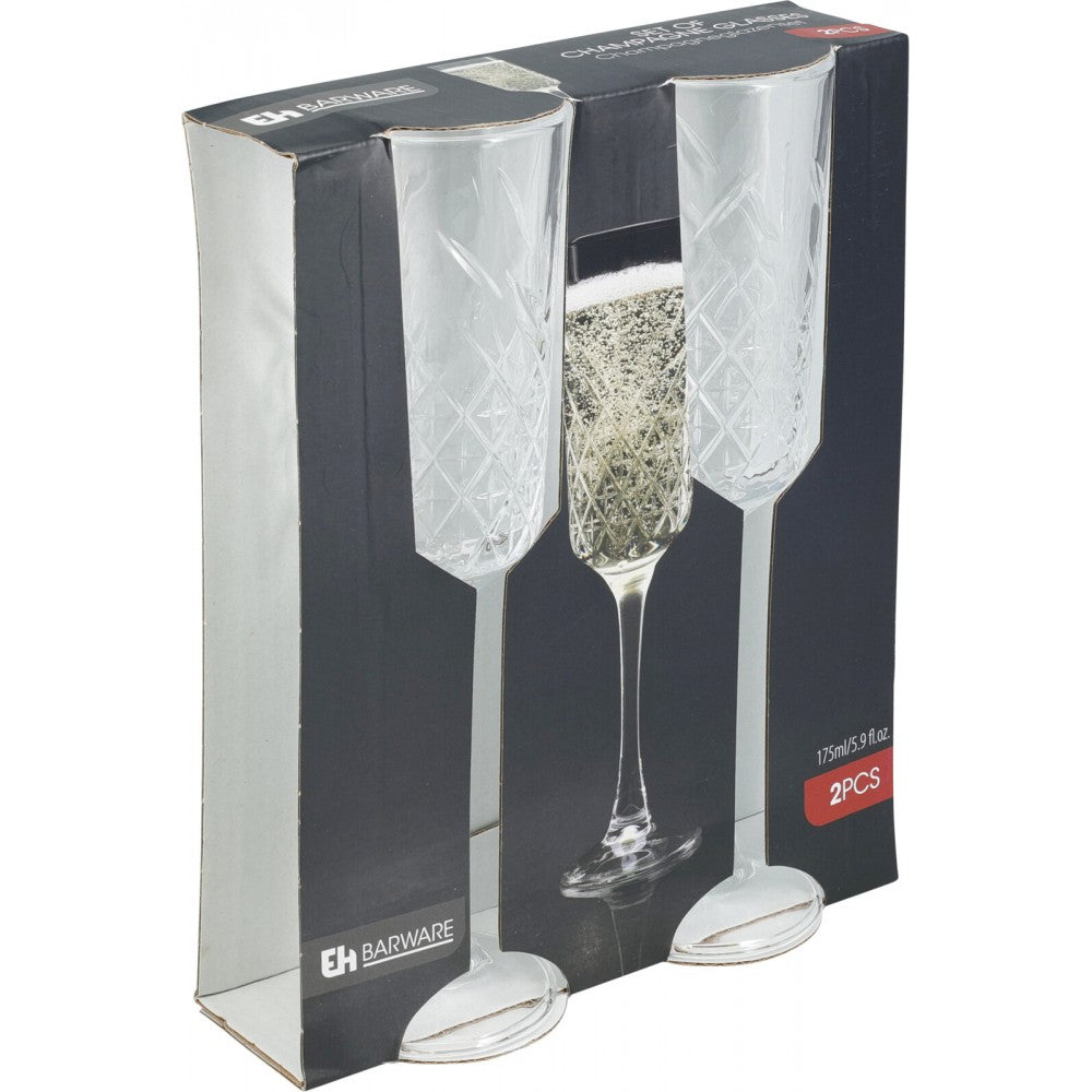 Set 2 pahare sampanie Tamperi, sticla, 175 ml