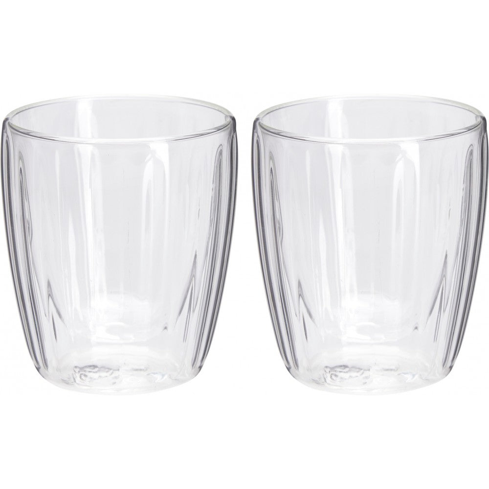Set 2 pahare Ribs espresso, pereti dubli, sticla, 125 ml