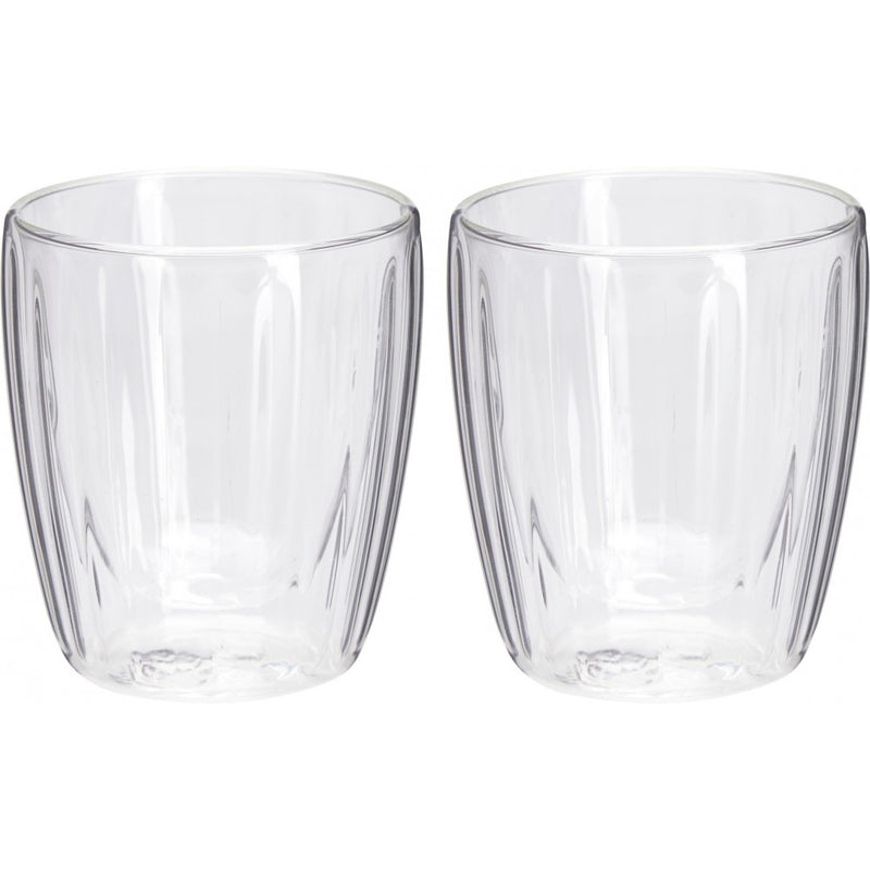 Set 2 pahare Ribs espresso, pereti dubli, sticla, 125 ml