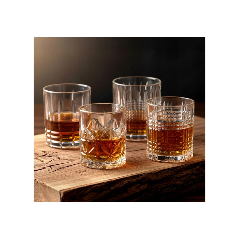 Set 4 pahare whisky Yarm, sticla, 300 ml