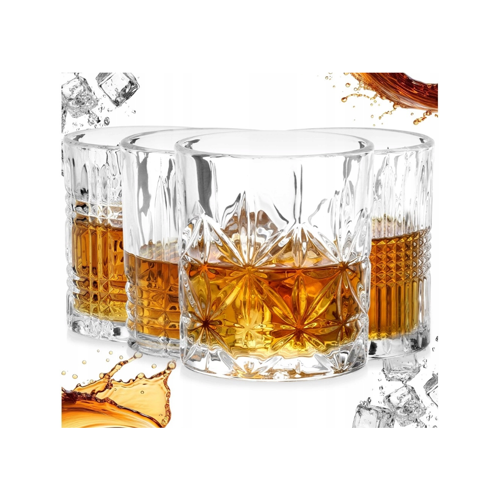 Set 4 pahare whisky Yarm, sticla, 300 ml