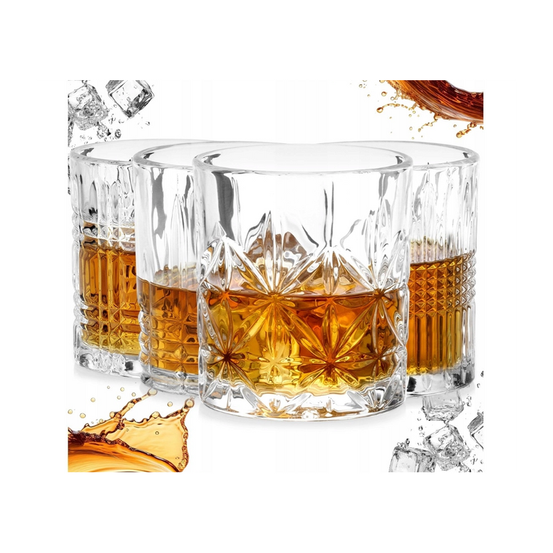 Set 4 pahare whisky Yarm, sticla, 300 ml