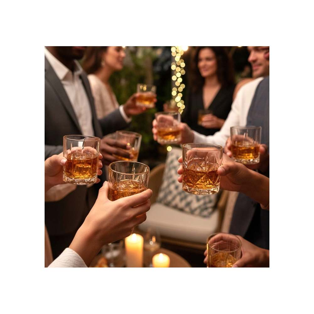 Set 4 pahare whisky Yarm, sticla, 300 ml