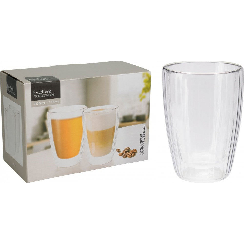 Set 2 pahare Ribs, pereti dubli, 350 ml