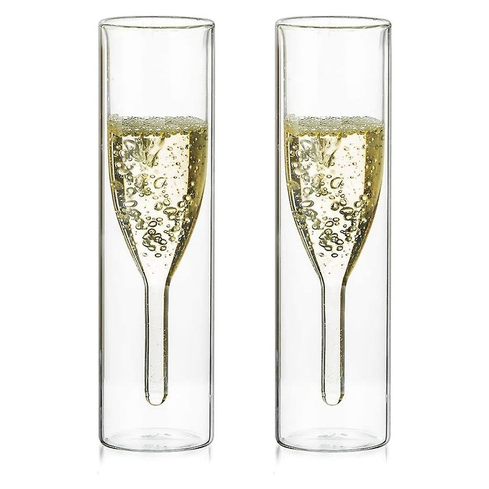 Set 2 pahare Sampanie Flute Krasino, sticla borosilicat, 100 ml