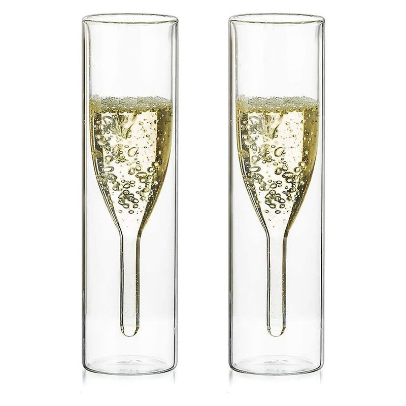 Set 2 pahare Sampanie Flute Krasino, sticla borosilicat, 100 ml