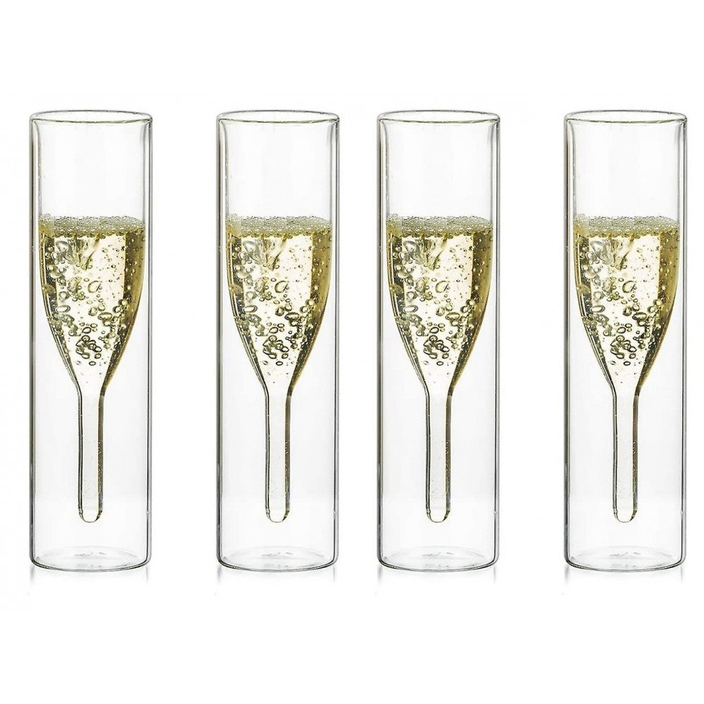 Set 4 pahare Sampanie Flute Krasino, sticla borosilicat, 100 ml