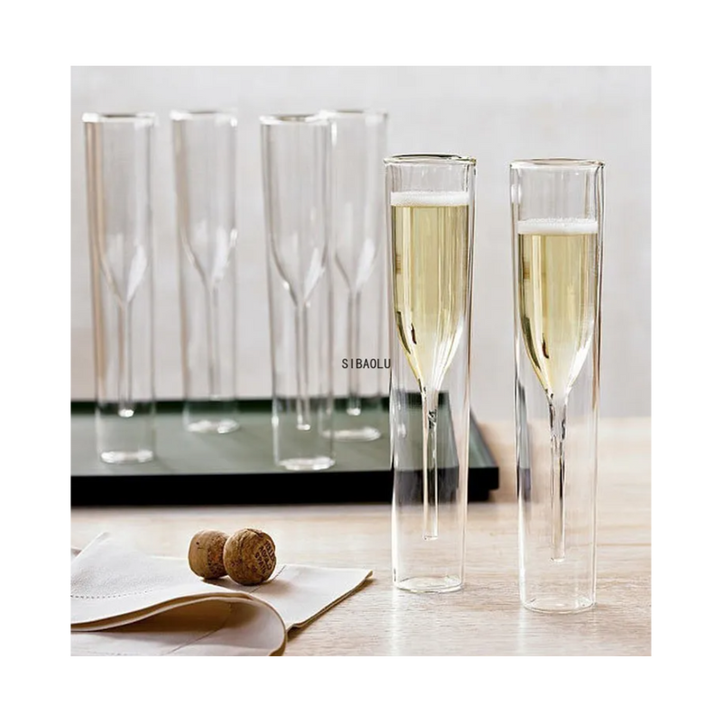 Set 4 pahare Sampanie Flute Krasino, sticla borosilicat, 100 ml