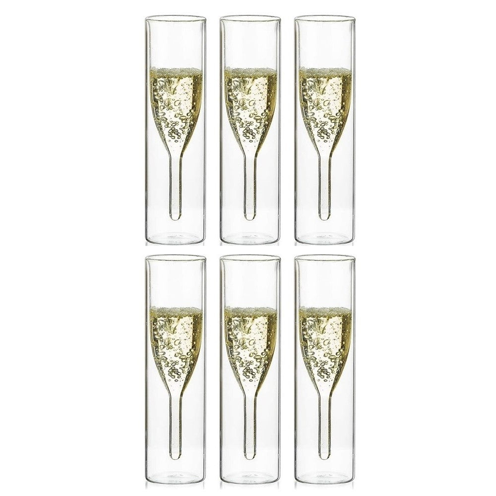 Set 6 pahare Sampanie Flute Krasino, sticla borosilicat, 100 ml