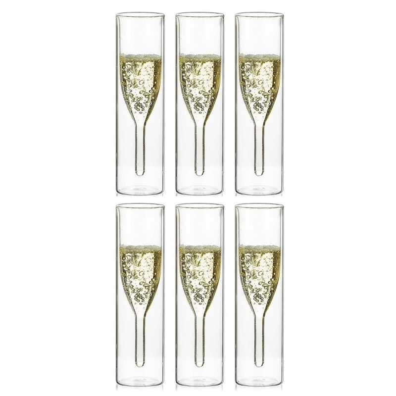 Set 6 pahare Sampanie Flute Krasino, sticla borosilicat, 100 ml