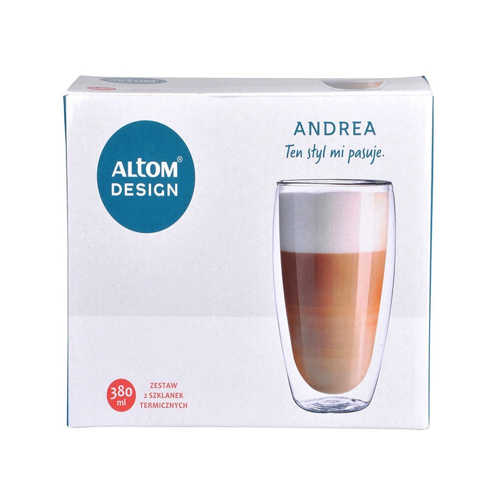 Set 2 pahare termo Altom Andrea, sticla borosilicata, 380 ml, 14 x 8 cm