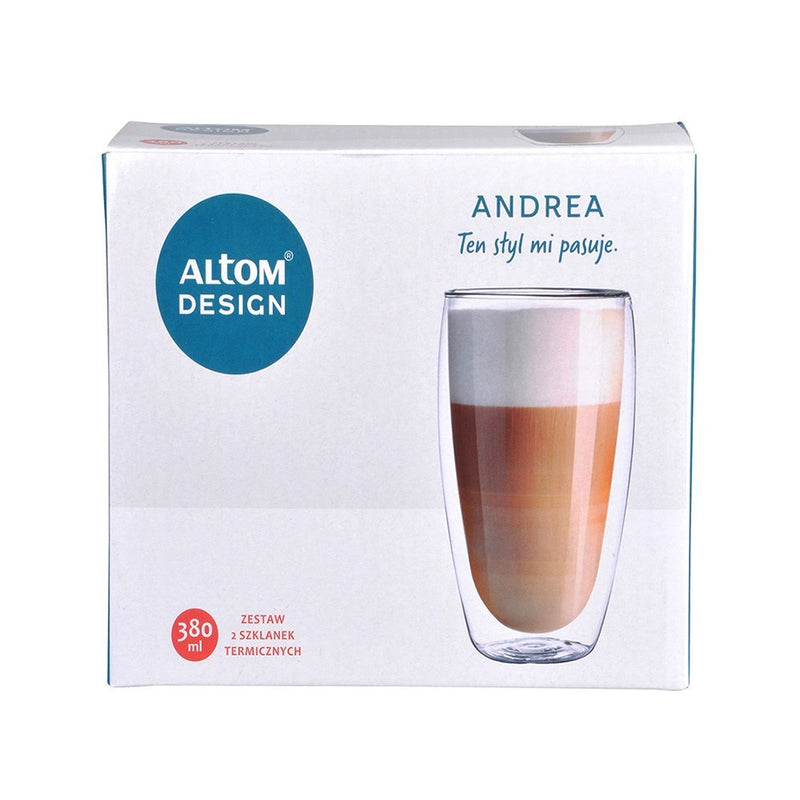Set 2 pahare termo Altom Andrea, sticla borosilicata, 380 ml, 14 x 8 cm