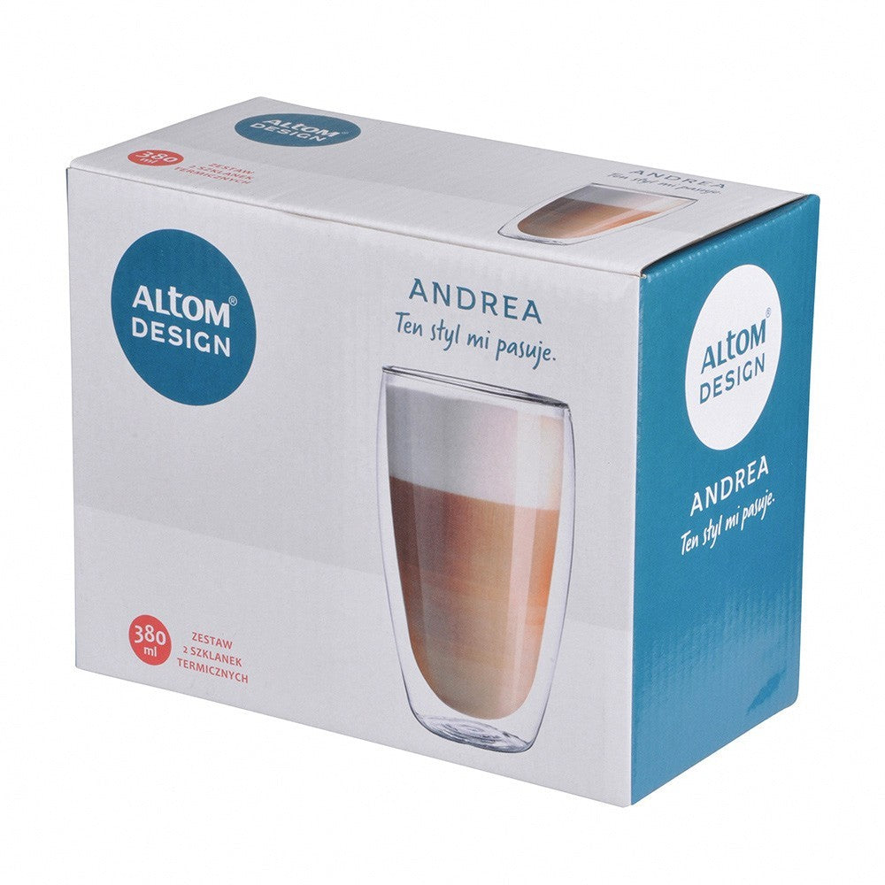 Set 2 pahare termo Altom Andrea, sticla borosilicata, 380 ml, 14 x 8 cm