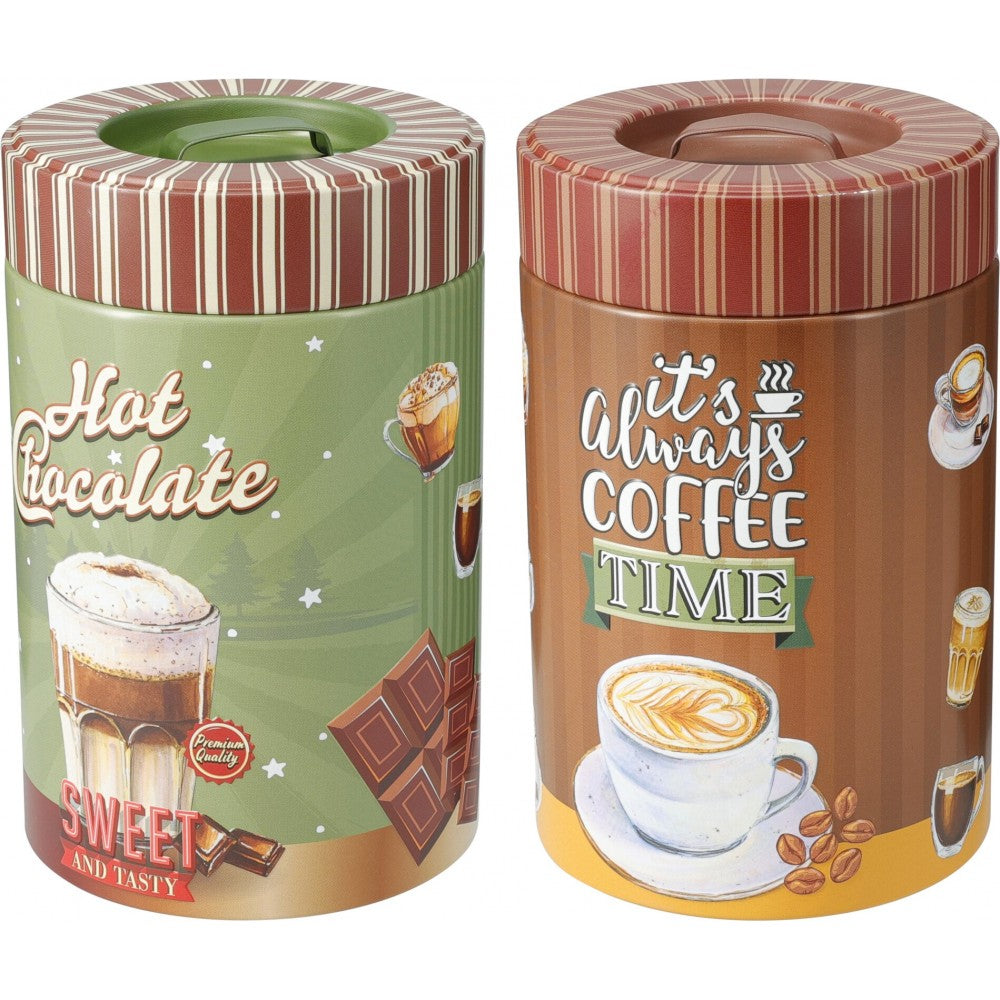 Set 2 recipiente cafea si ciocolata Eh Multicolor, metal, 10x 16 cm