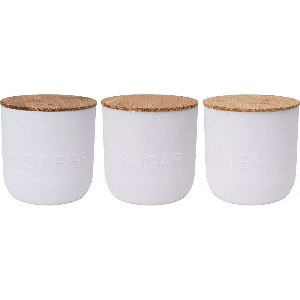Set 3 recipiente bucatarie Longford, ceramica, alb,