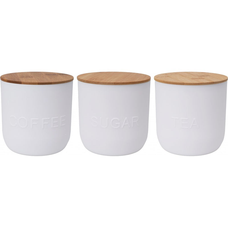 Set 3 recipiente bucatarie Longford, ceramica, alb,