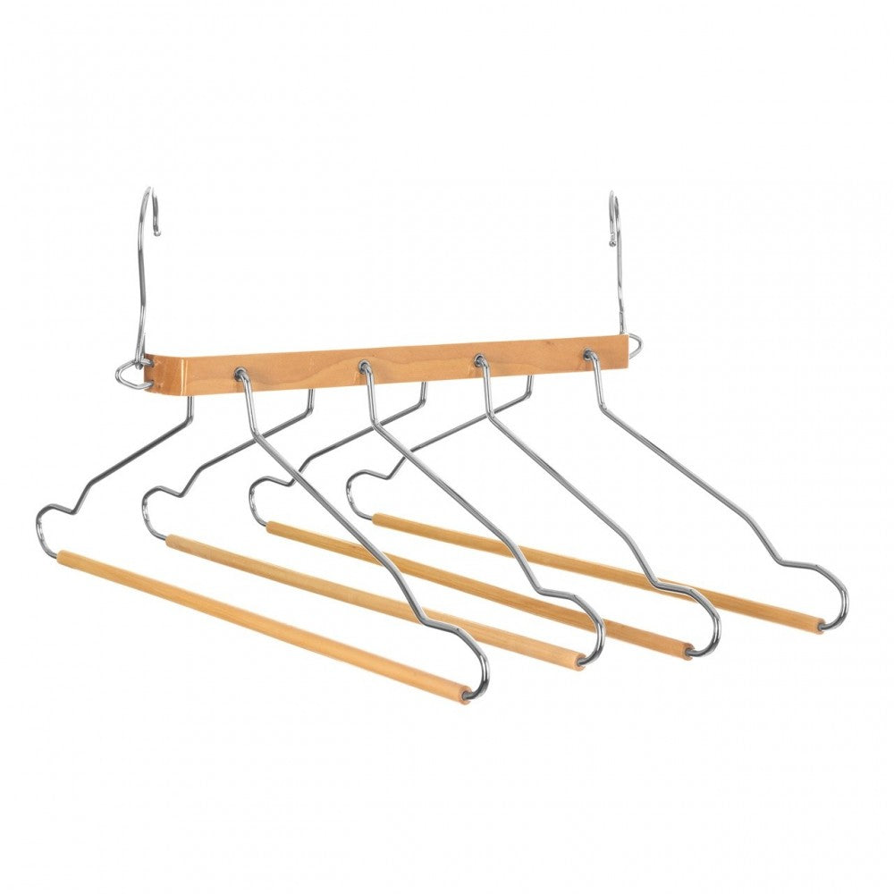 Set 4 umerase Multifunctionale Kalpen, lemn, otel, 41.7 x 3 x H 44,5 cm