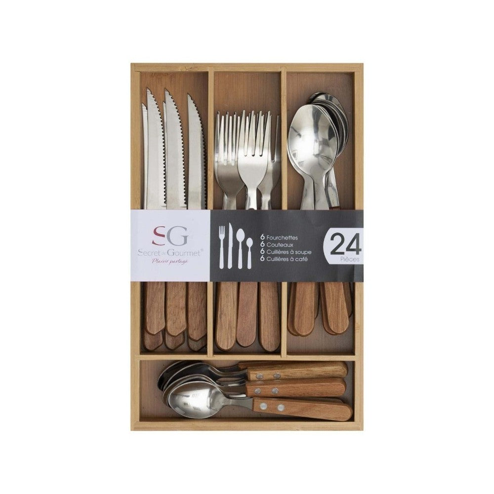 Set 24 tacamuri Naturalis, suport sertar lemn, 19,2 x 30,3 x H 5,1 cm