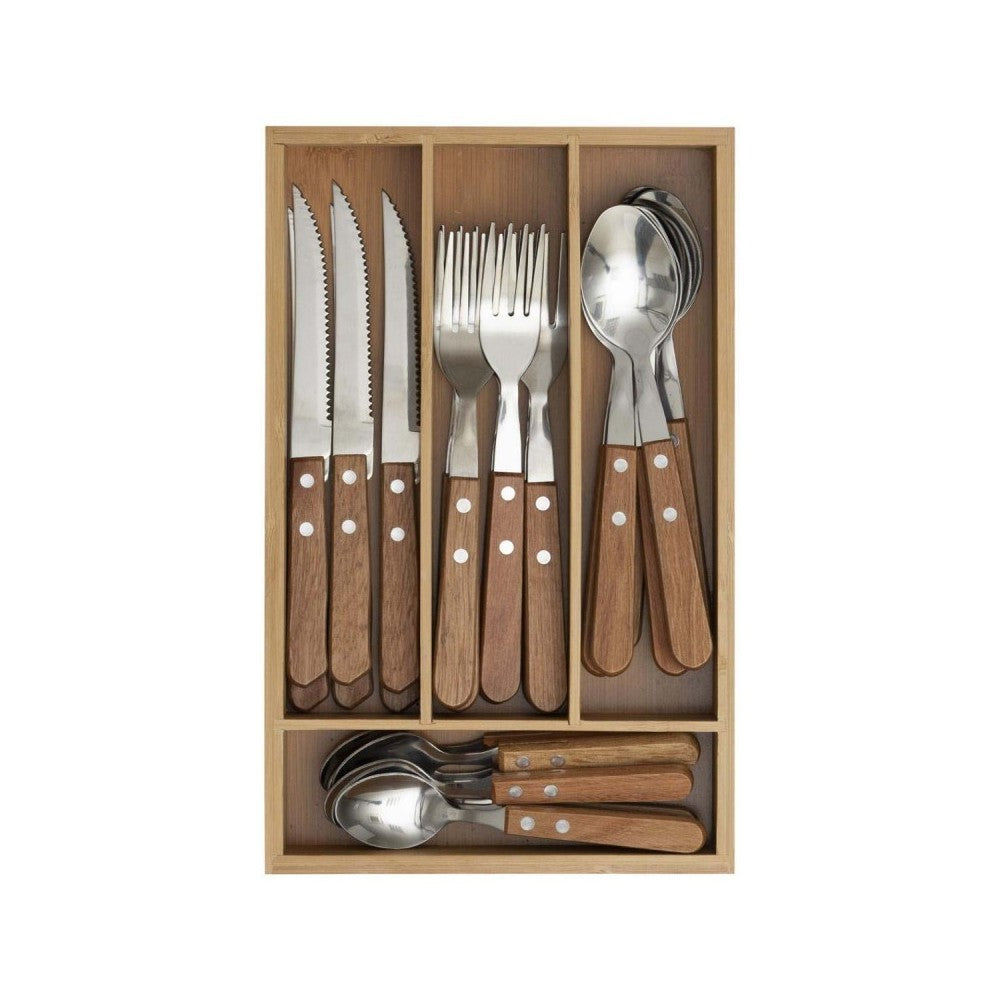 Set 24 tacamuri Naturalis, suport sertar lemn, 19,2 x 30,3 x H 5,1 cm