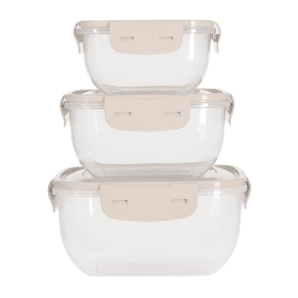 Set 3 caserole Alberta, plastic, crem, 500, 900, 1500 ml