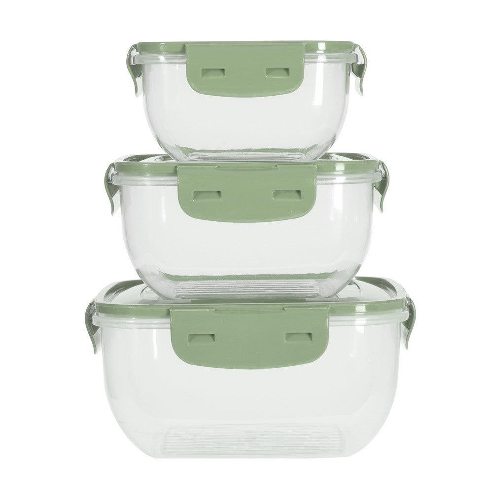 Set 3 caserole Alberta, plastic, verde, 500, 900, 1500 ml