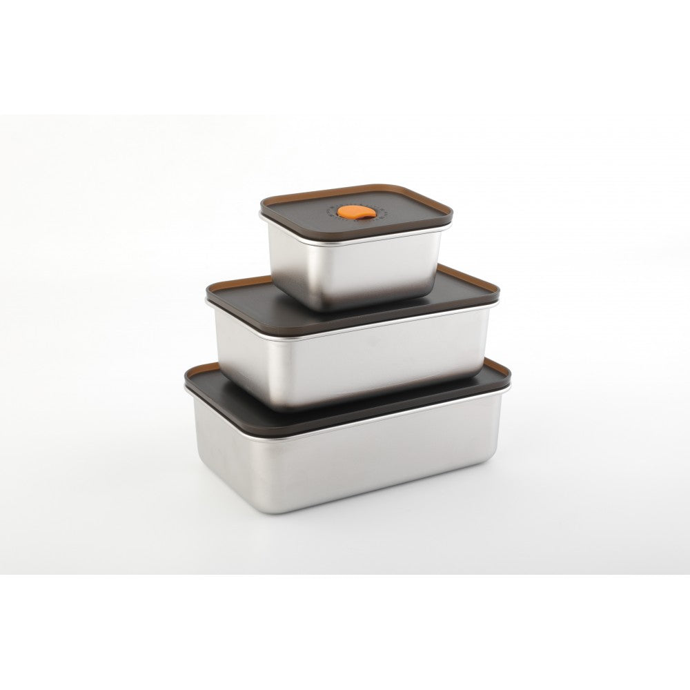 Set 3 caserole Ecotherm Low, inox, 400, 100, 1250 ml