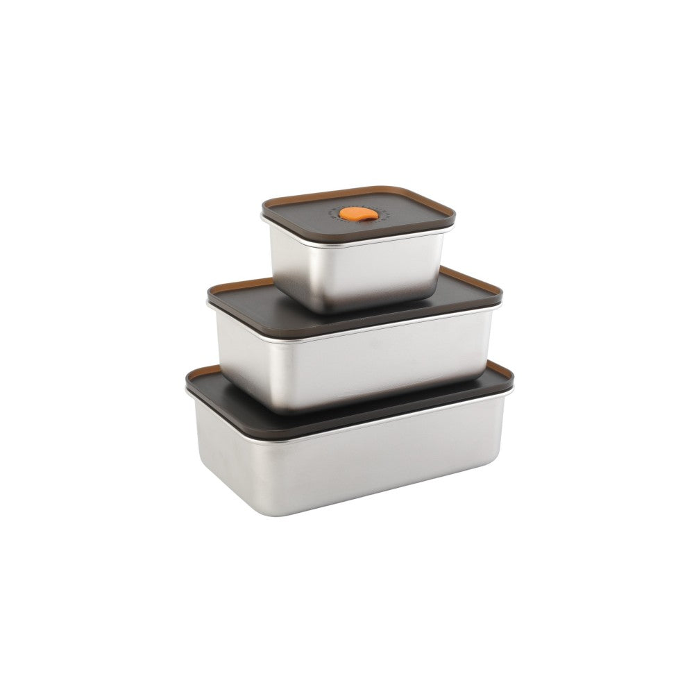 Set 3 caserole Ecotherm Low, inox, 400, 100, 1250 ml