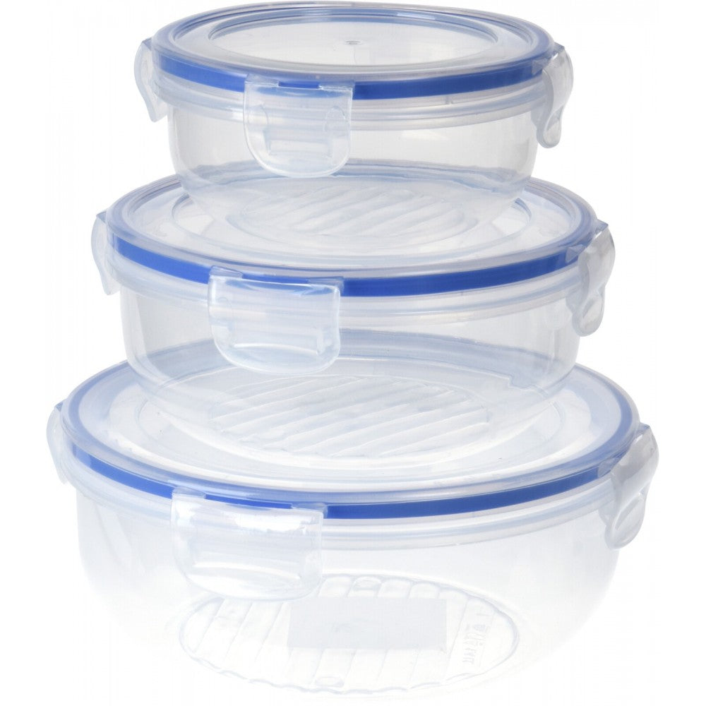 Set 3 caserole Excellent, rotunde, ermetice, plastic,400, 800, 1400 ml
