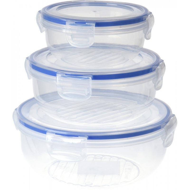 Set 3 caserole Excellent, rotunde, ermetice, plastic,400, 800, 1400 ml