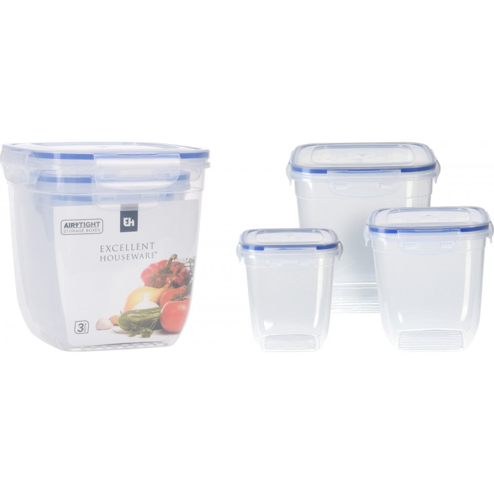 Set 3 caserole Excellent, ermetice, plastic, 1100, 1950, 3250 ml