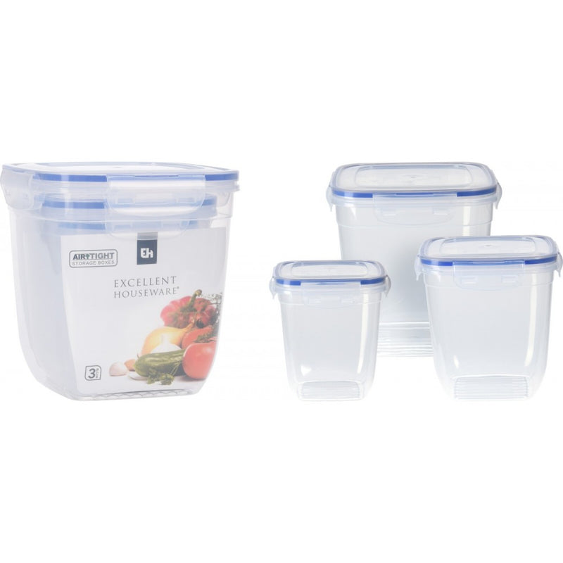 Set 3 caserole Excellent, ermetice, plastic, 1100, 1950, 3250 ml