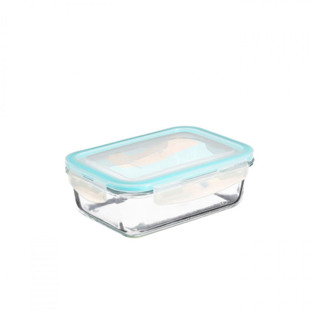 Set 3 cutii alimentare 5five, dreptunghiulare, din sticla cu inchidere ermetica