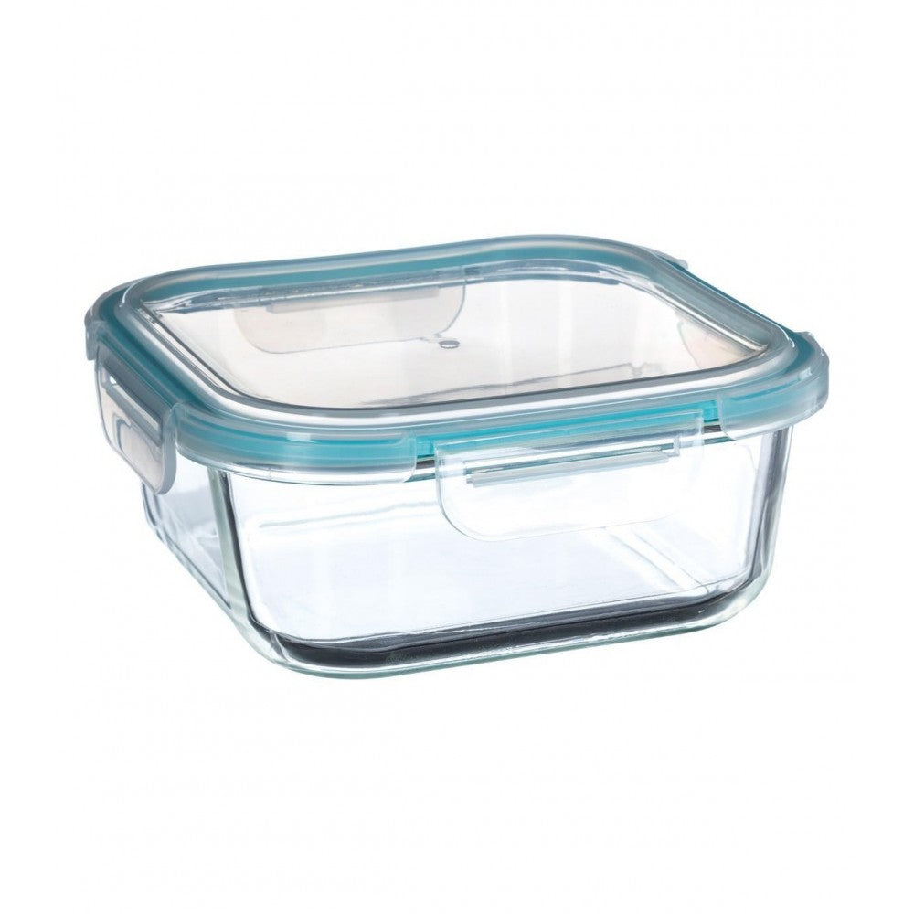 Set 3 cutii alimentare, 5five, patrate, sticla, inchidere ermetica