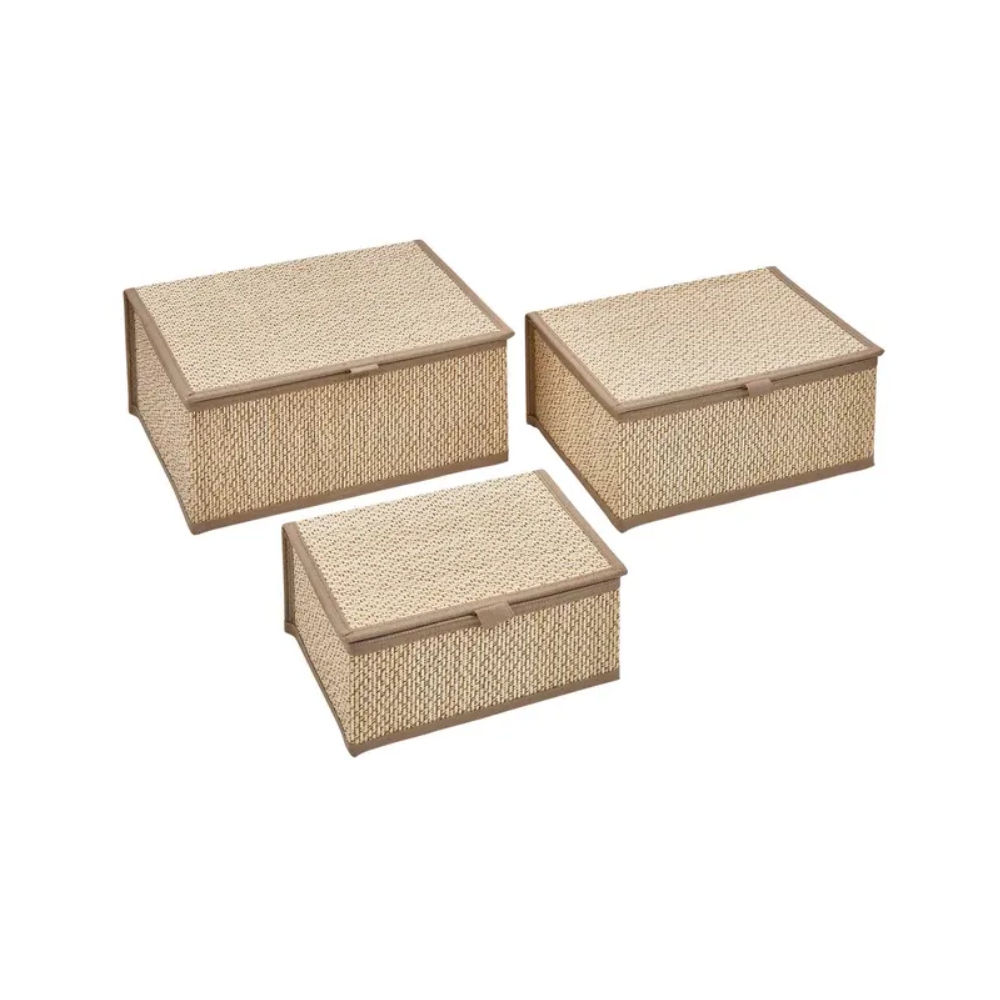 Set 3 cutii depozitare stemy, bambus, 25 x D18 x H 11.5 cm