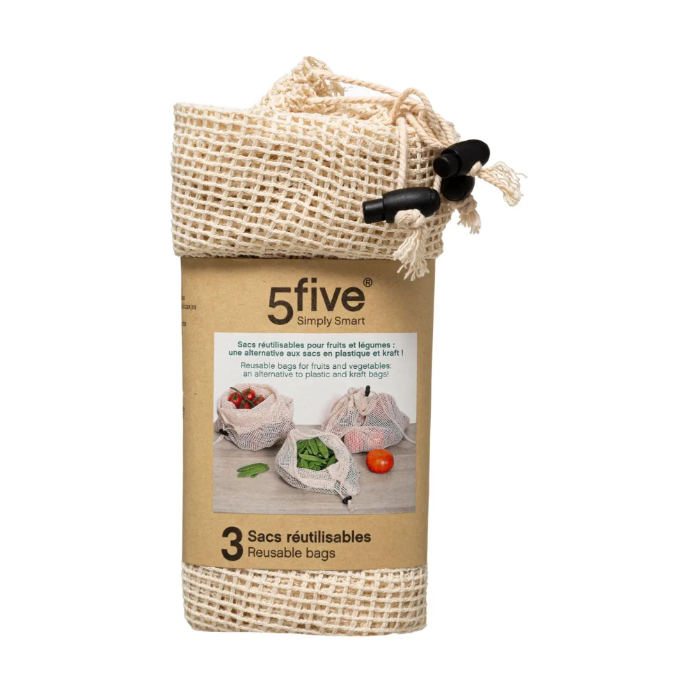 Set 3 saculeti legume, bumbac, 20 x 28, 33 x 28, 43 x 28 cm