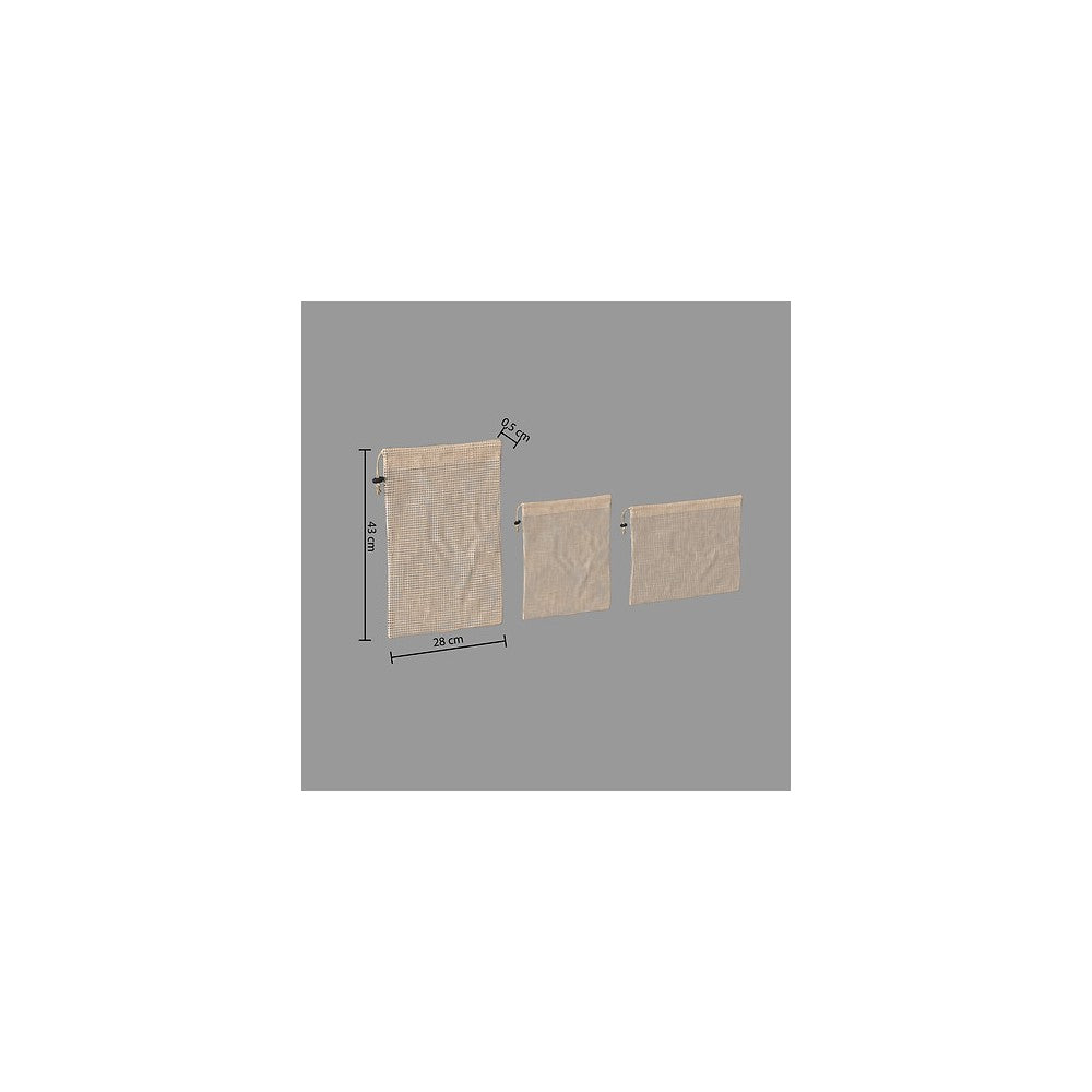 Set 3 saculeti legume, bumbac, 20 x 28, 33 x 28, 43 x 28 cm