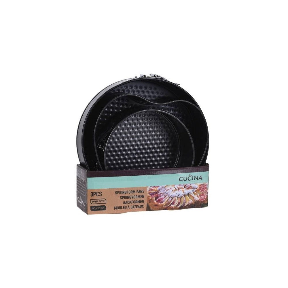 Set 3 tavi patiserie Karla, otel carbon, antiaderente, 24 x 24 x 7 cm