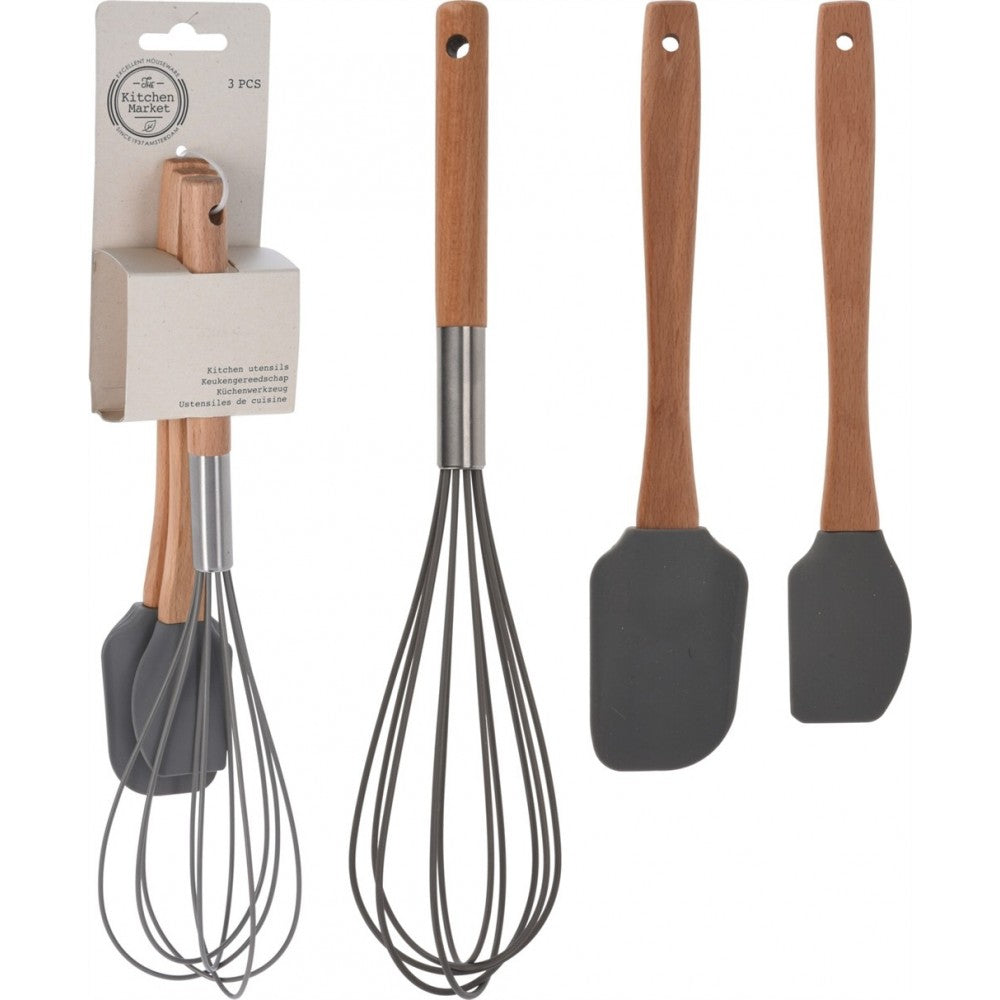 Set 3 ustensile patiserie Colly, lemn, silicon
