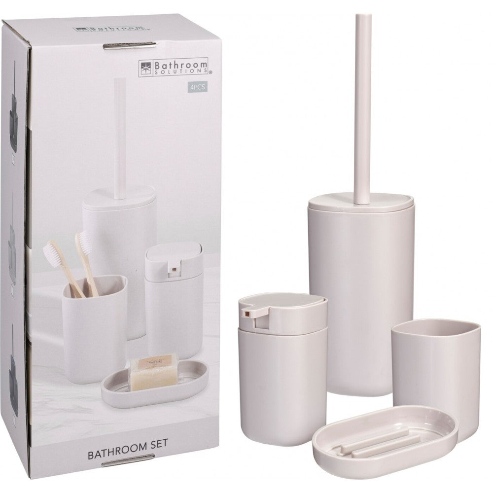 Set 4 accesorii baie Kalix, alb, plastic