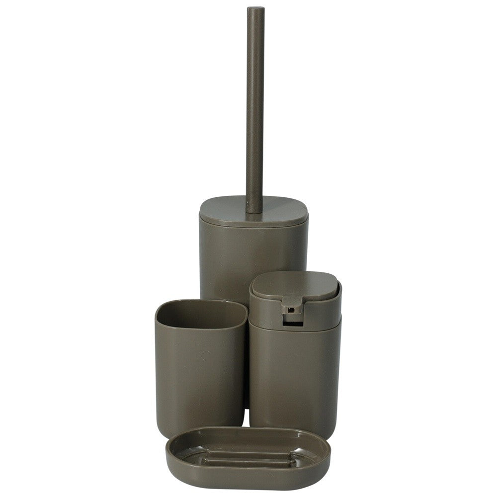 Set 4 accesorii baie Kalix, bej inchis, plastic