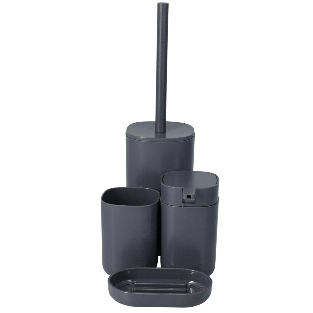 Set 4 accesorii baie Kalix, gri, plastic