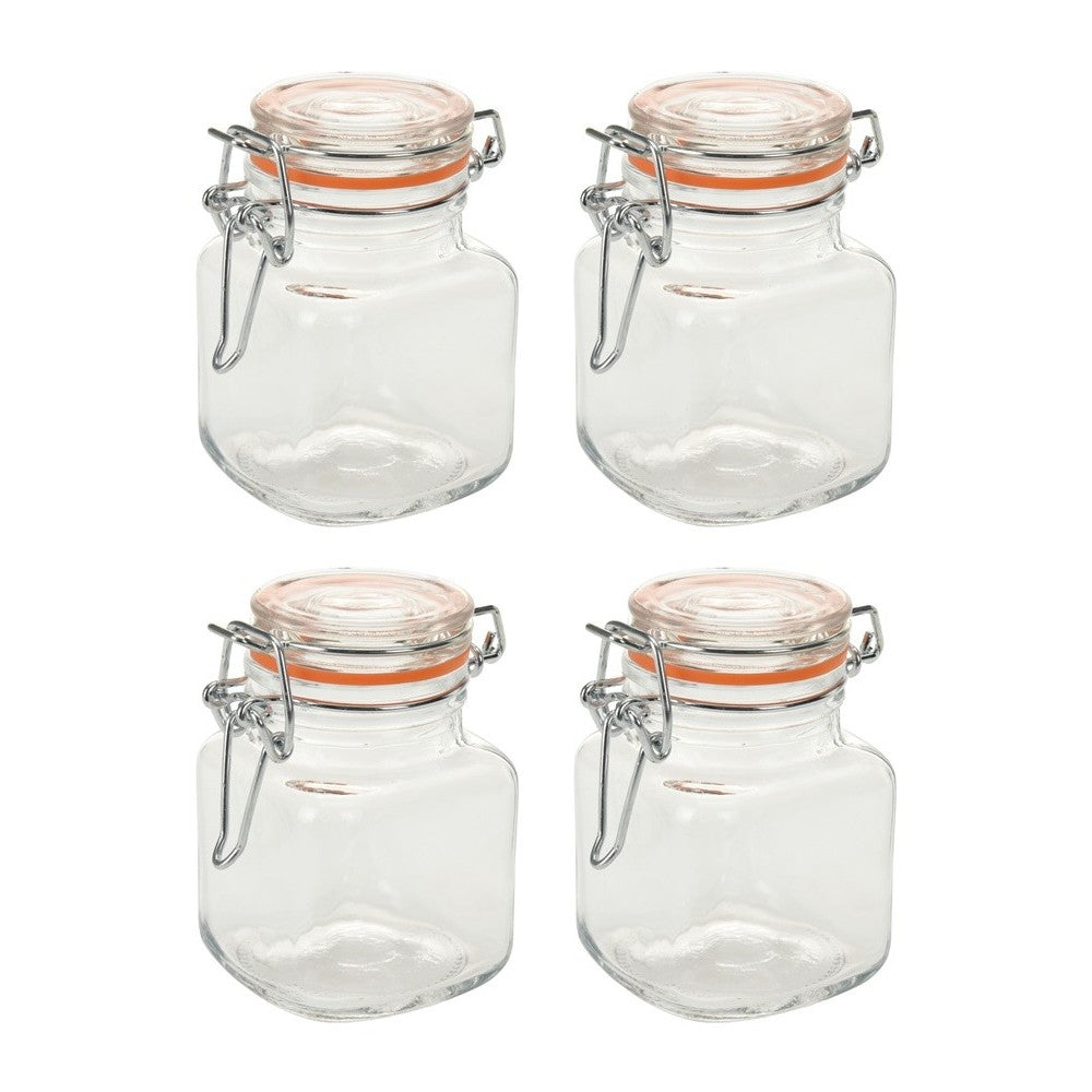 Set 4 borcane Excellent, cu inchidere ermetica, 7 x 5 cm, 90 ml