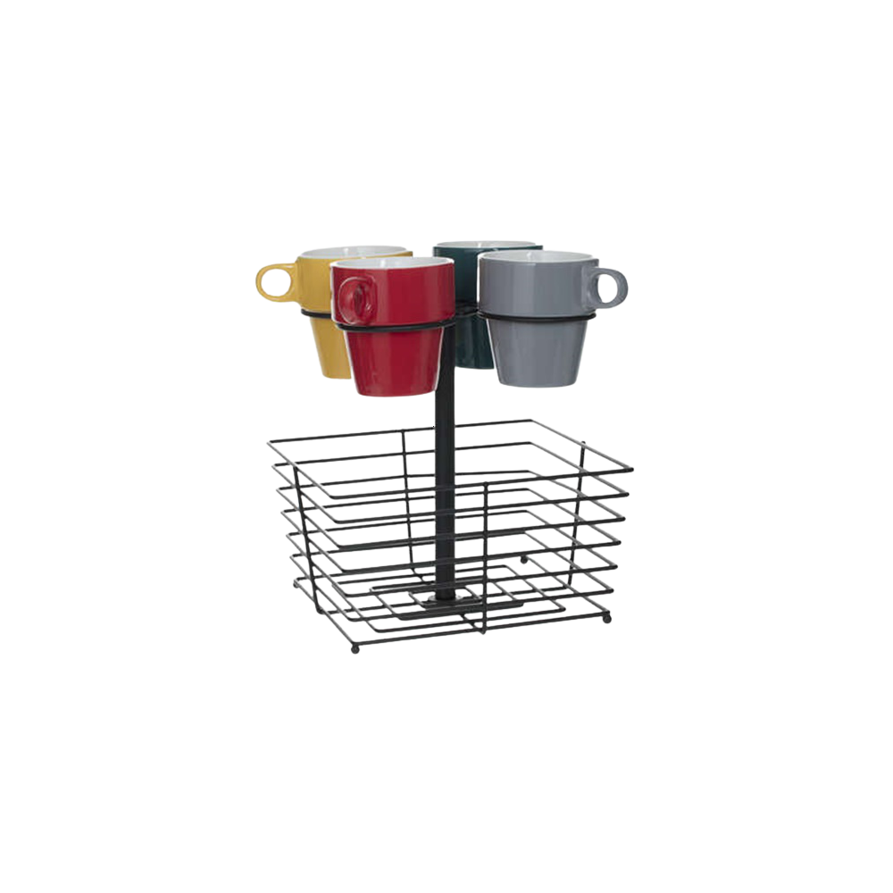 Set 4 cani Isabel, ceramica, suport metalic, 260 ml