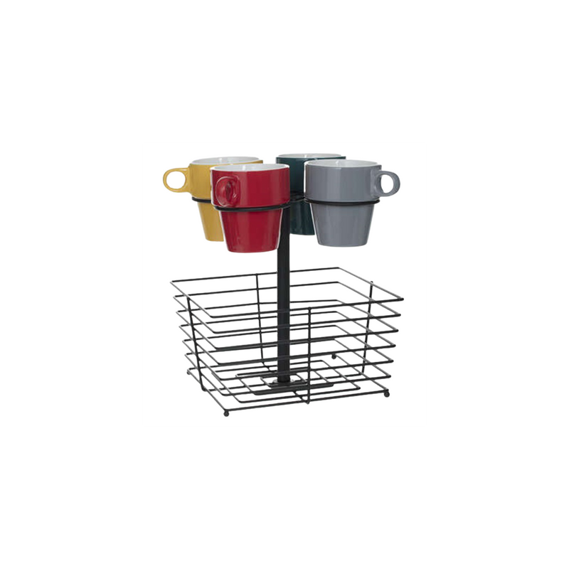 Set 4 cani Isabel, ceramica, suport metalic, 260 ml