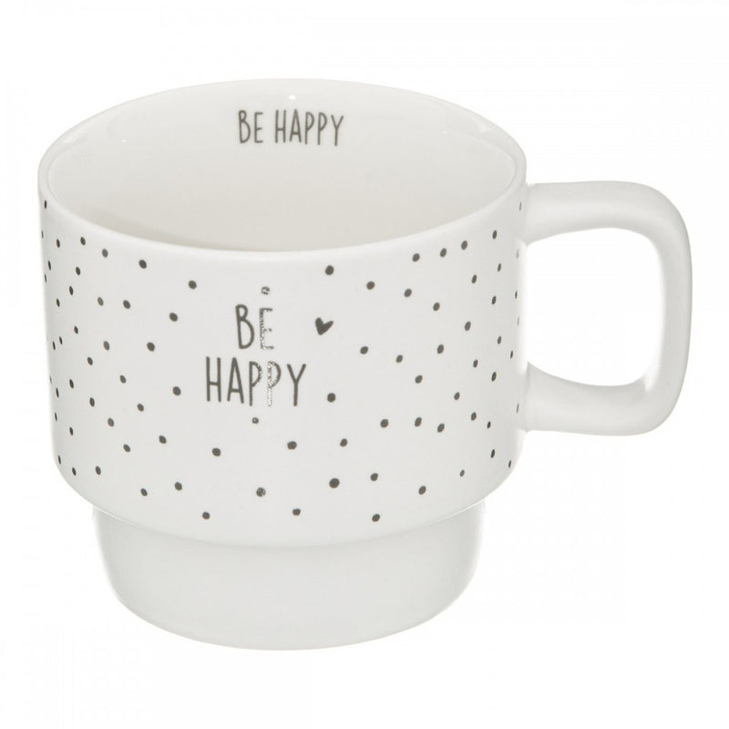Set 4 cani Happy, ceramica, suport metalic, 7 x 8 cm, 220 ml