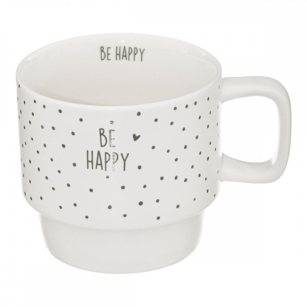 Set 4 cani Happy, ceramica, suport metalic, 7 x 8 cm, 220 ml