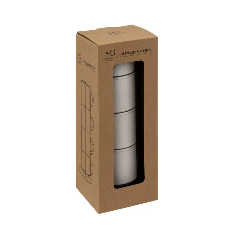 Set 4 cani Lana, suport metalic, ceramica, 10.5 x 7 x 7.5 cm, 200 ml