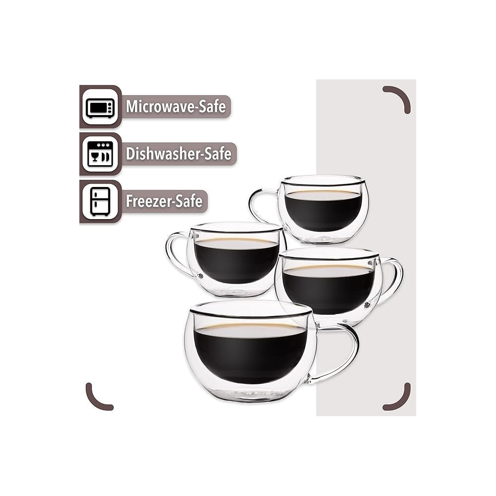 Set 4 cani Nastory, pereti dubli, sticla borosilicata, 300 ml