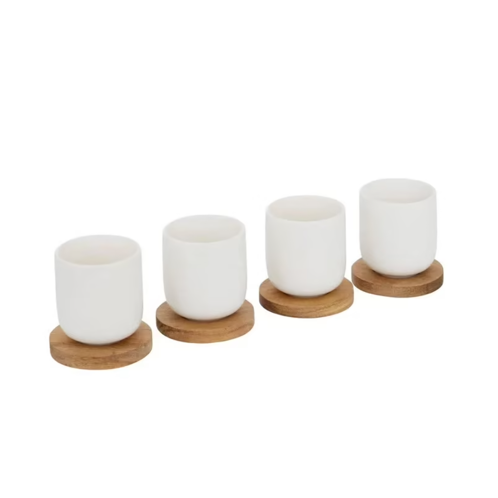 Set 4 cesti espresso Elegance, ceramica, alb, 100 ml